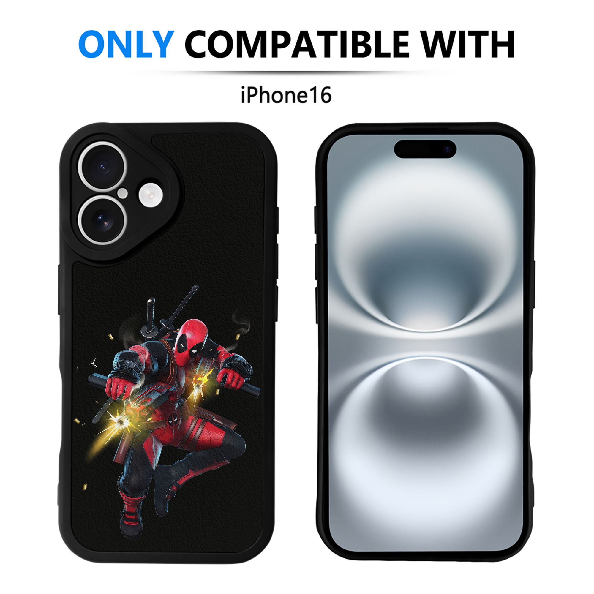 （画像用） Deadpool デッドプール 【iPhone 16シリーズ対応】シリコンスマホケース（レザー調） 材質：シリコン